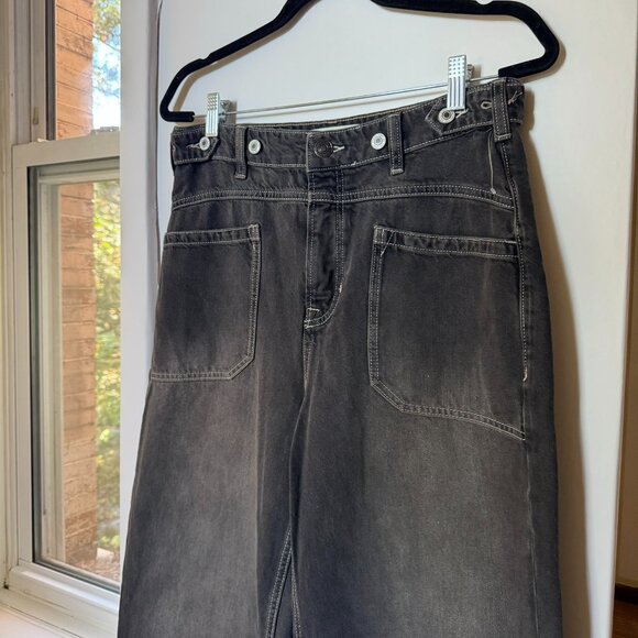 NWT Free People Palmer Cuffed Jeans Mid Rise Washed Black Denim 28 - Picture 10 of 14